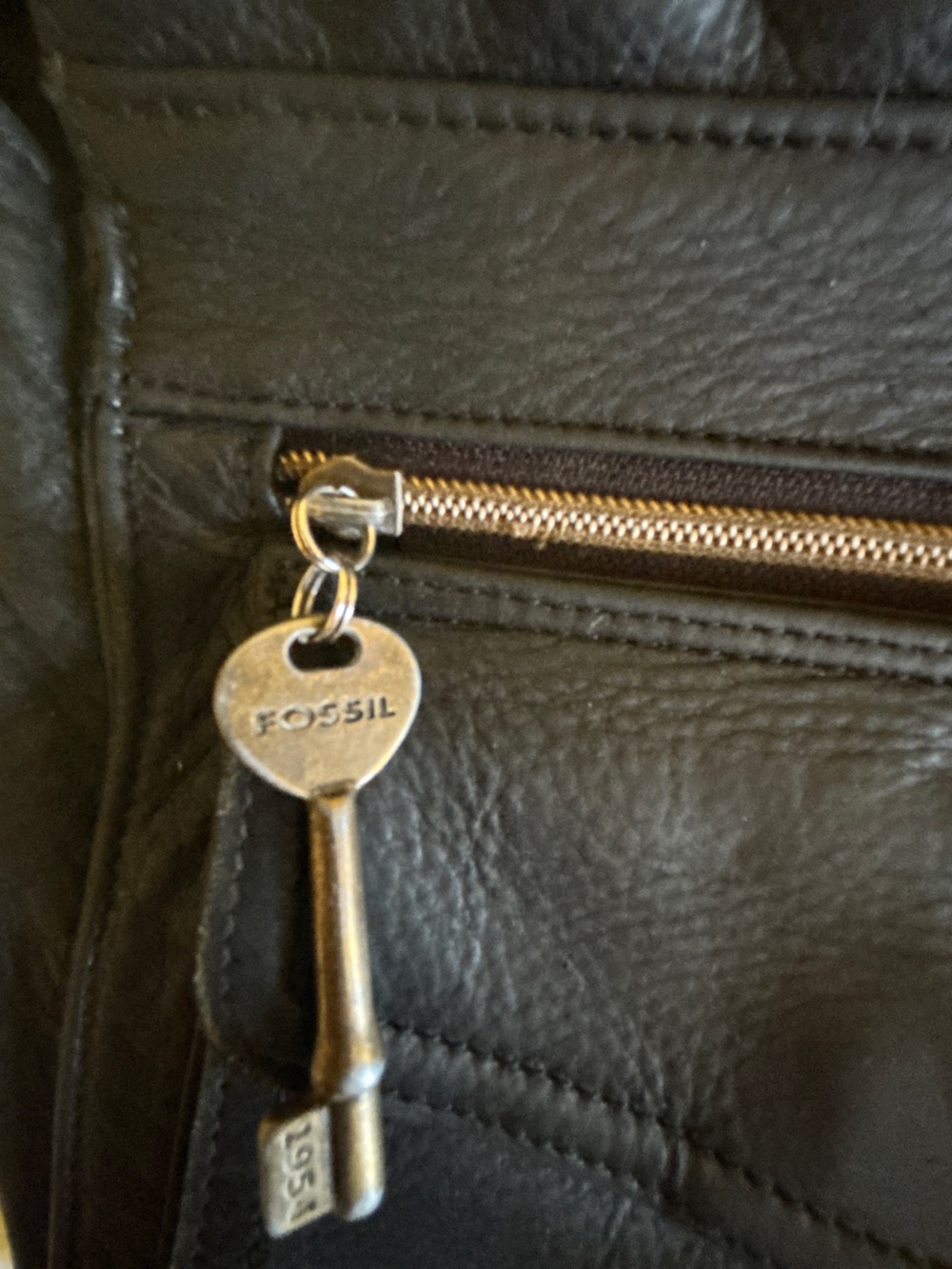 Fossil Black Leather Crossbody with Front Pocket & Key Charm - Picture 2 of 9